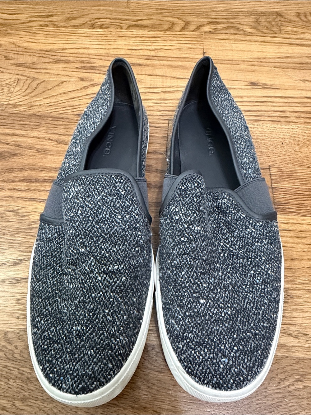 Vince Gray Tweed Slip-On Sneakers